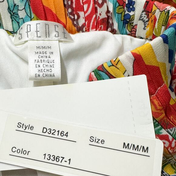 Pleated Elastic Waist A-Line Midi Skirt Boho Patchwork Eclectic Grannycore M NWT - Picture 9 of 11